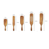 Set of WoodyKitchenware Acacia long-handled spatulas with wooden handles, ideal for mixing and cooking.