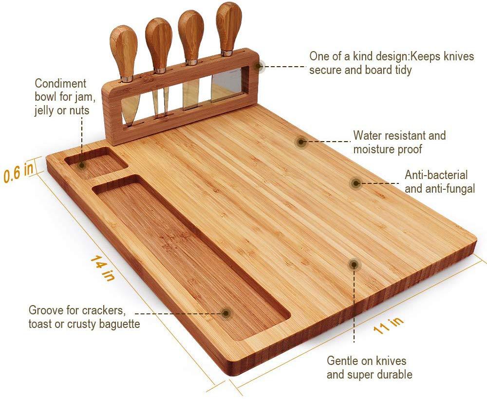 Square bamboo serving board by WoodyKitchenware, made from sustainable Fortress solid bamboo timber for serving and food presentation.