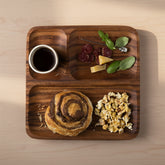 Rustic split breakfast plate made of natural wood, by Woody&