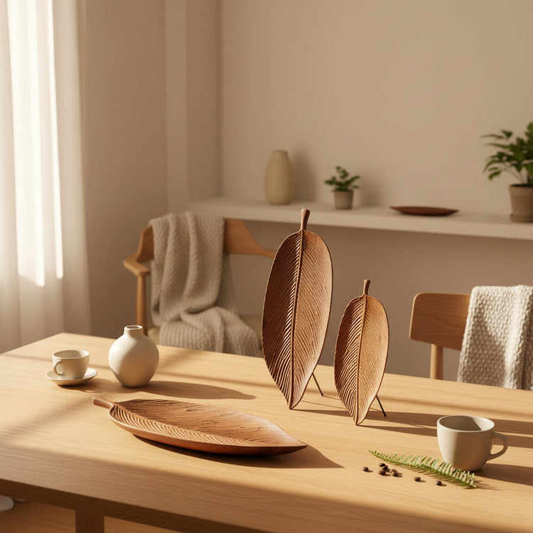 Wooden saucer fruit tray by WoodyKitchenware, featuring natural wood grain and elegant design for serving fresh fruit.