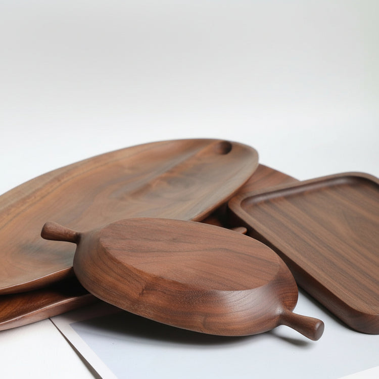 Wooden saucer fruit tray by WoodyKitchenware featuring natural wood grain, perfect for elegant fruit display and dining presentation.
