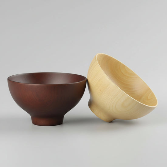 Elegant Japanese Jujube wood bowl by WoodyKitchenware, ideal for rice, soup, and snacks, with a smooth white finish.