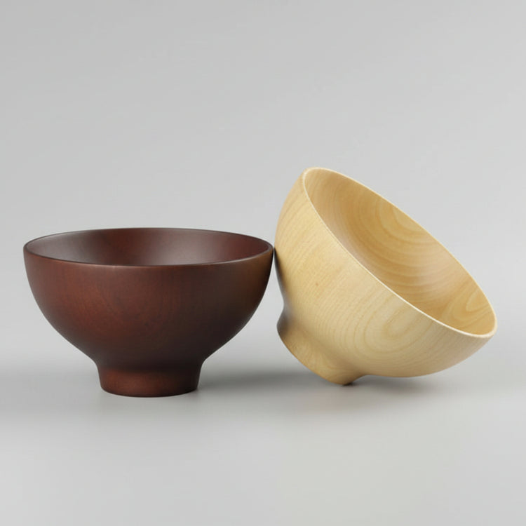 Elegant Japanese Jujube wood bowl by WoodyKitchenware, ideal for rice, soup, and snacks, with a smooth white finish.
