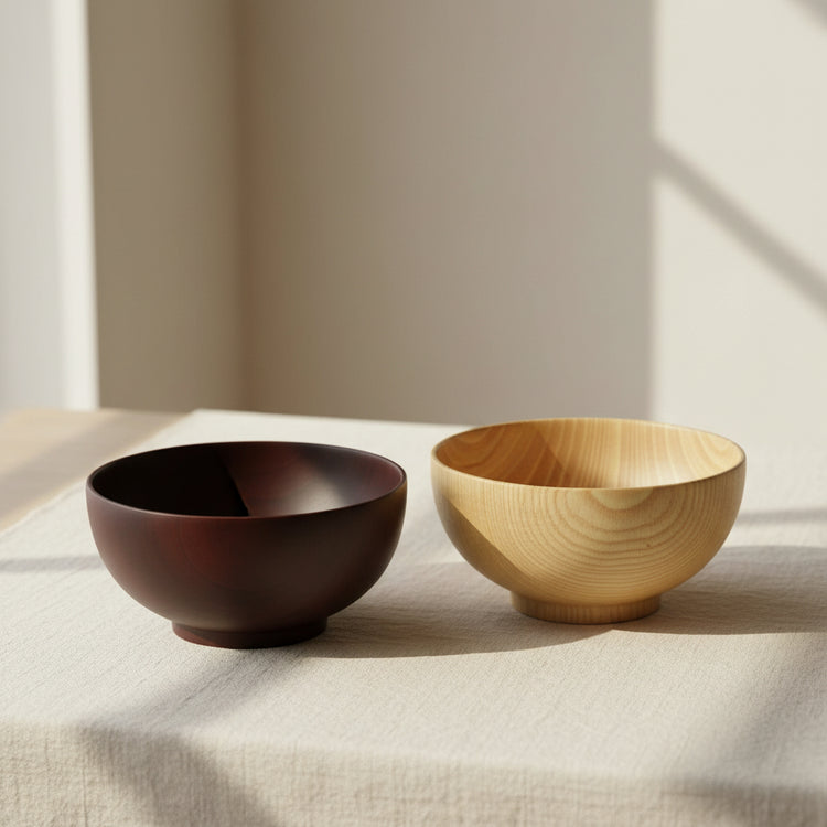 Elegant Japanese Jujube wood bowl by WoodyKitchenware, ideal for rice, soup, and snacks, showcasing smooth polished wood finish.