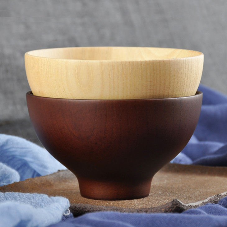 Elegant Japanese Jujube wood bowl by WoodyKitchenware, perfect for rice, soup, and snacks, showcasing smooth white finish and craftsmanship.