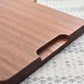Rustic wooden steak and pizza board by WoodyKitchenware featuring a sauce trough, perfect for serving and dining.