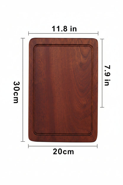 Rustic wooden steak and pizza board with sauce trough from WoodyKitchenware, showcasing a versatile dining essential.