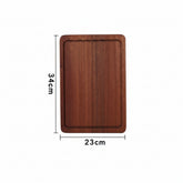 Rustic wooden steak and pizza board by WoodyKitchenware with a sauce trough, perfect for versatile dining and serving.