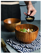 Wooden Japanese-style tableware by WoodyKitchenware featuring a 13cm round bowl with a natural wood finish.