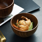 Retro Japanese-style wooden tableware by WoodyKitchenware, 13cm, showcasing natural wood finish and timeless elegance for dining.