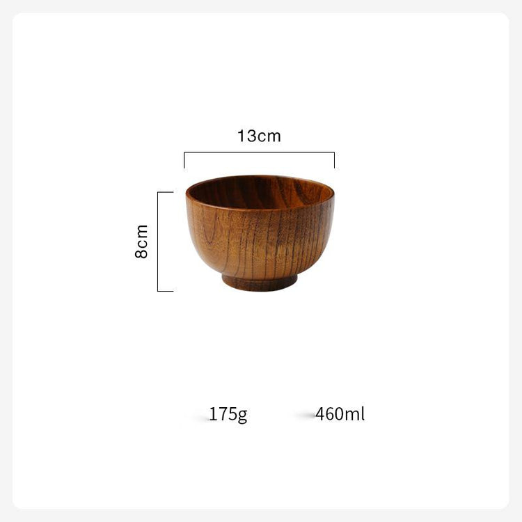 Wooden Japanese-style tableware with natural wood finish, 13cm diameter, featuring traditional design for elegant dining.