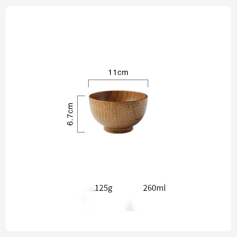 Retro Japanese-style wooden tableware from WoodyKitchenware, 13cm, showcasing natural wood grain and timeless elegance for dining.
