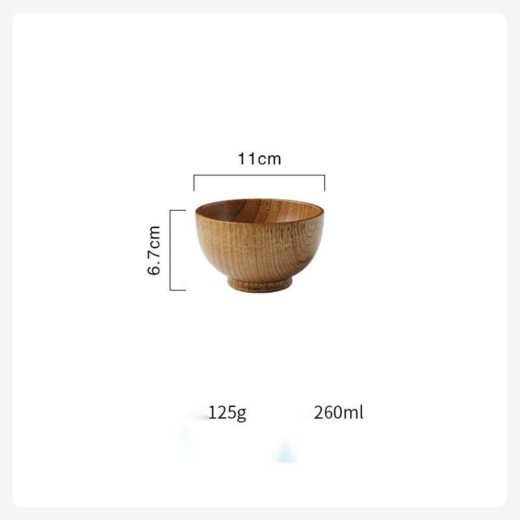 Retro Japanese-style wooden tableware from WoodyKitchenware, 13cm, showcasing natural wood grain and timeless elegance for dining.