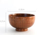 Set of four round wooden bowls by WoodyKitchenware, showcasing natural wood grain, perfect for serving or tabletop decor.