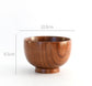 Set of four wooden round bowls by WoodyKitchenware, natural wood finish, perfect for serving or table decor.