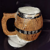 Large wooden-colored draft beer mug by WoodyKitchenware, bar-style glass vessel for handcrafted beer drinking, 580ml capacity.