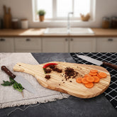 Olive wood cutting board by WoodyKitchenware, featuring natural grain and rectangular shape, ideal for kitchen prep and serving.