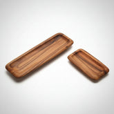 Small handcrafted log wooden tray dinner plate by WoodyKitchenware, natural wood finish, ideal for serving food with rustic charm.