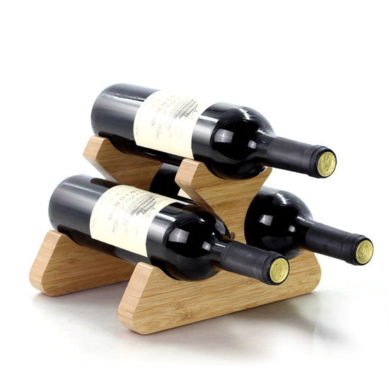 Bamboo wood wine rack and holder by WoodyKitchenware, showcasing a sleek, natural wooden wine storage display for bottles.