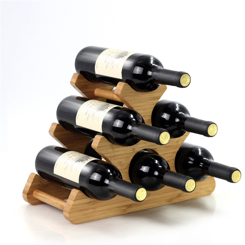 Bamboo wood wine rack and holder by WoodyKitchenware, showcasing a sleek, natural wine storage display with multiple bottle slots.