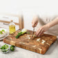 Acacia household solid wood cutting board from WoodyKitchenware, showcasing a smooth, yellow-acacia surface perfect for kitchen prep.