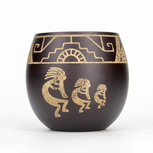Carved wooden Madai Wilderness mug by WoodyKitchenware, solid timber cup with intricate wood grain and natural finish.
