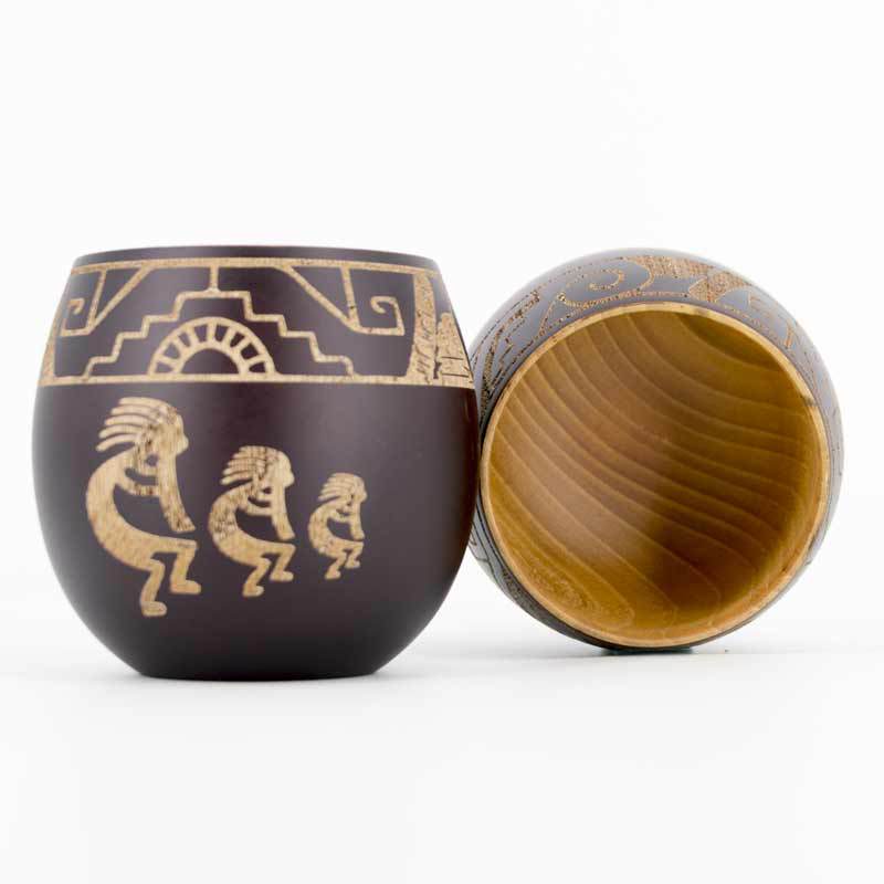 Carved wooden Madai Wilderness Mug by WoodyKitchenware showing detailed timber craftsmanship, ideal for yerba mate drinking.