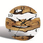 Glass wall clock with wood texture and Nordic timber illusion design by WoodyKitchenware, featuring a sleek, modern appearance.