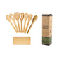 Eco-friendly bamboo spatula set with square holder from WoodyKitchenware, featuring ergonomic handles and sustainable kitchen tools.