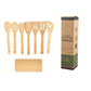 Eco-friendly bamboo spatula set with square holder from WoodyKitchenware, featuring ergonomic, sustainable kitchen utensils.