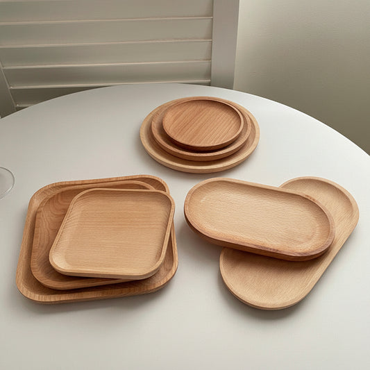 Minimalist round wooden trays from WoodyKitchenware INS Wind Wooden Pallets by WoodyKitchenware, showcasing smooth natural wood finish.
