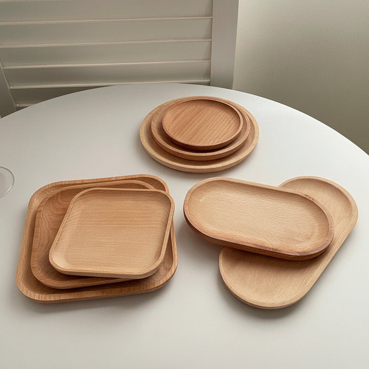 Minimalist round wooden trays from WoodyKitchenware INS Wind Wooden Pallets by WoodyKitchenware, showcasing smooth natural wood finish.