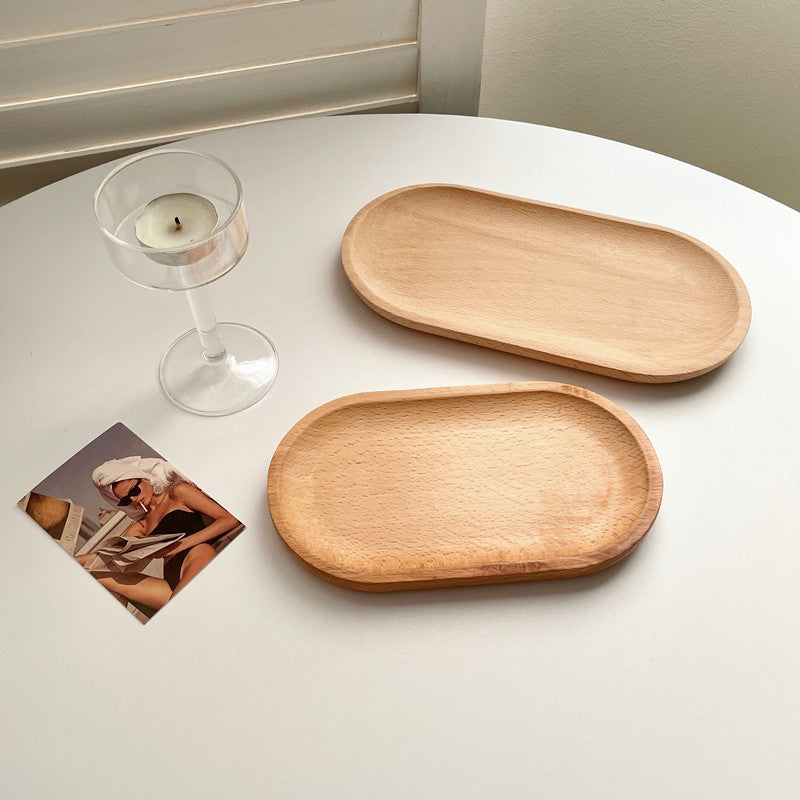 Round wooden trays from WoodyKitchenware INS Wind Wooden Pallets collection, showcasing minimalist design and natural wood finish.
