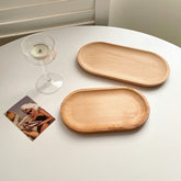 Round wooden trays from WoodyKitchenware INS Wind Wooden Pallets collection, showcasing minimalist design and natural wood finish.