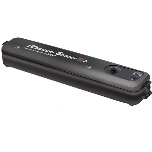Black vacuum sealing machine by WoodyKitchenware, WoodyKitchenware, used for preserving freshness in food storage.