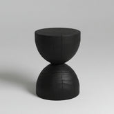 Black solid mango wood side end table by WoodyKitchenware, featuring a sleek modern design with sturdy construction.