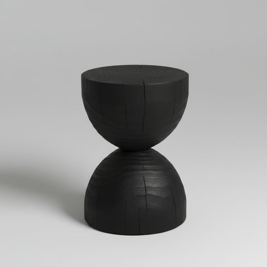 Black solid mango wood side end table by WoodyKitchenware, featuring a sleek modern design with sturdy construction.