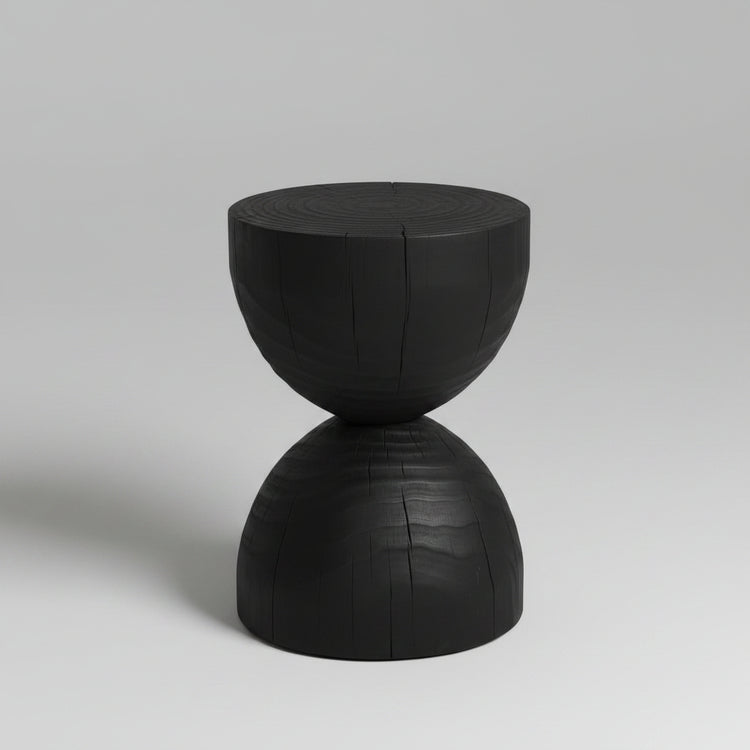 Black solid mango wood side end table by WoodyKitchenware, featuring a sleek modern design with sturdy construction.
