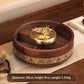 Solid wood dried fruit tray by WoodyKitchenware featuring a brass cloud pattern, double-tier design, perfect for luxury snack presentation.
