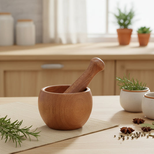 Traditional wooden garlic masher from WoodyKitchenware, Chinese-style kitchen tool with a charming, rustic design for efficient garlic crushing.