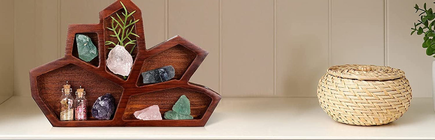 Gothic crystal wooden tray by WoodyKitchenware for displaying aromatherapy and essential oils, made of wood with intricate design.