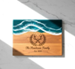 Personalized acacia mangium wooden board by WoodyKitchenware, perfect for weddings and housewarming gifts, with natural wood grain.