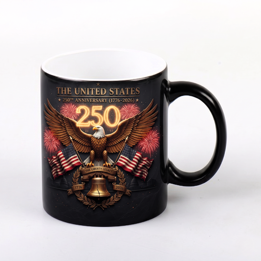 Black commemorative mug by WoodyKitchenware, 250th Anniversary Edition solid timber cup with detailed craftsmanship.