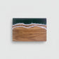 Square resin wave acacia board by WoodyKitchenware with coastal timber stage, handcrafted solid wood and resin design.
